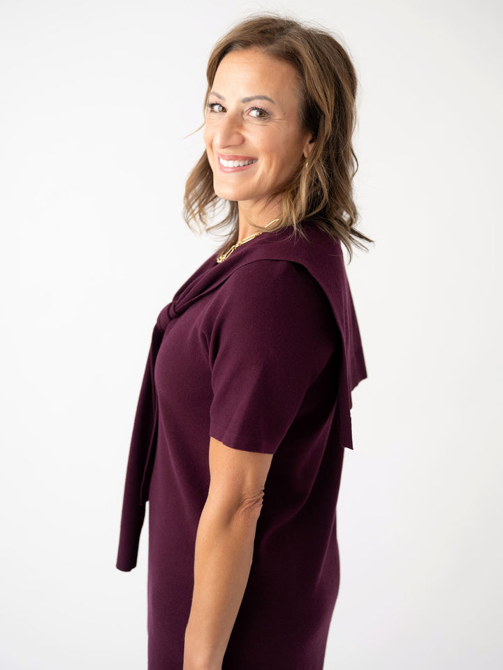 Preppy Plum Knit Dress