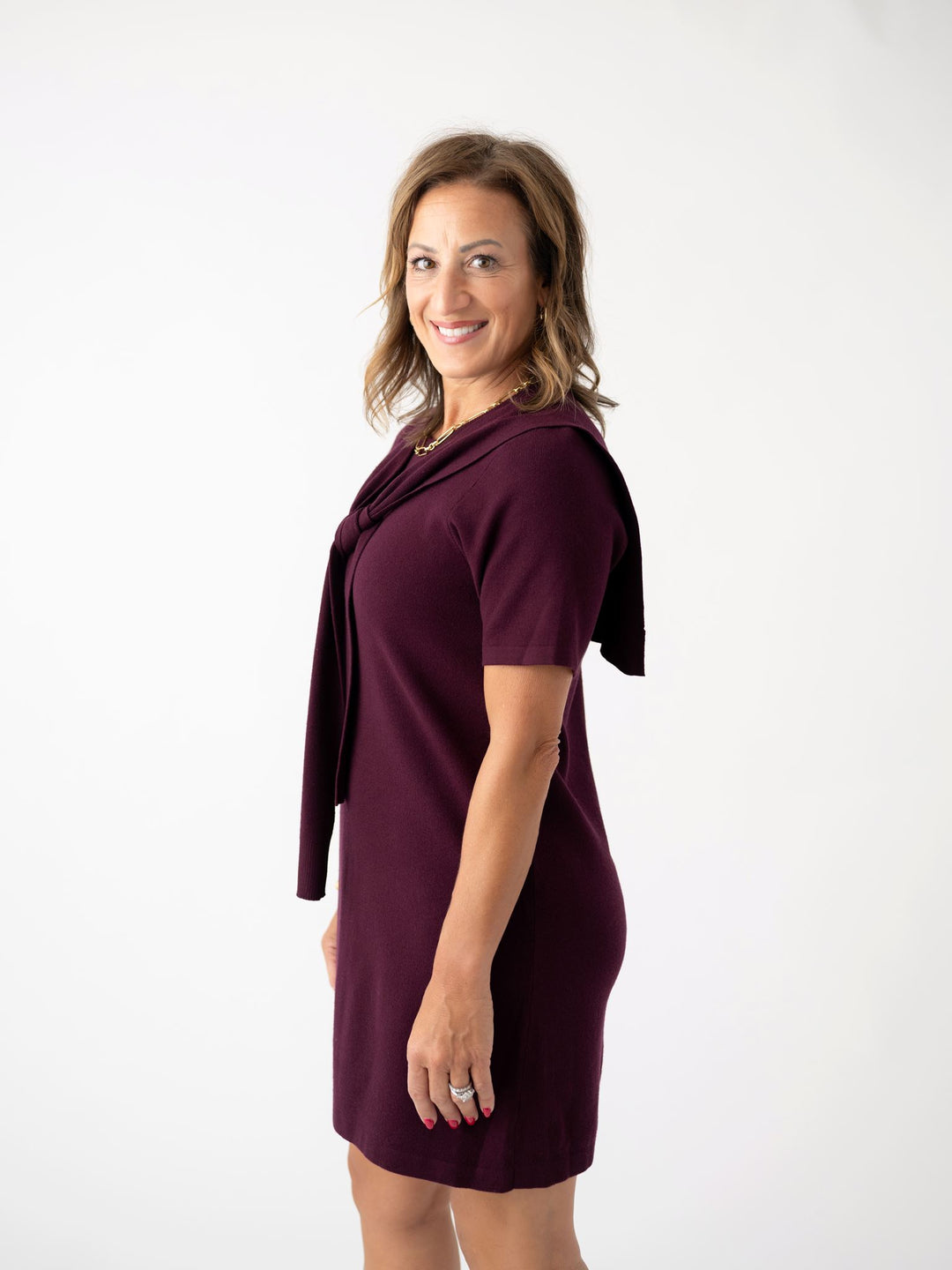 Preppy Plum Knit Dress