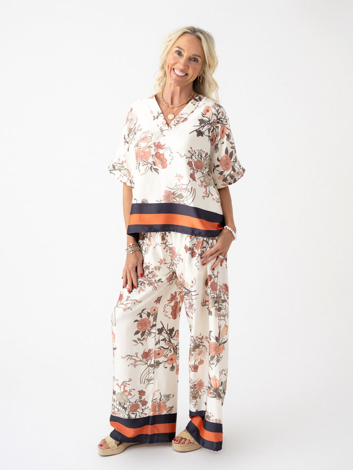 Garden Satin Striped Blouse