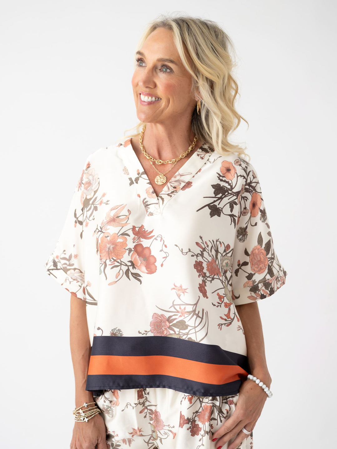 Garden Satin Striped Blouse
