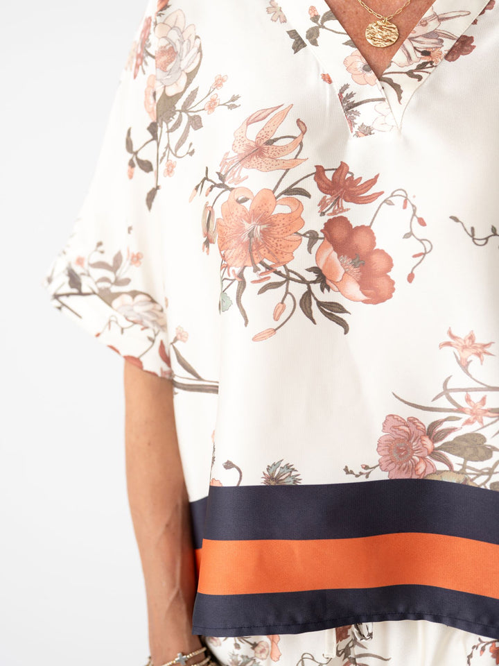 Garden Satin Striped Blouse