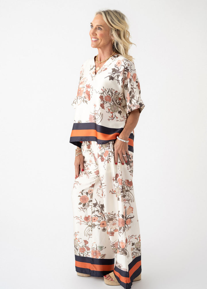 Garden Satin Striped Blouse