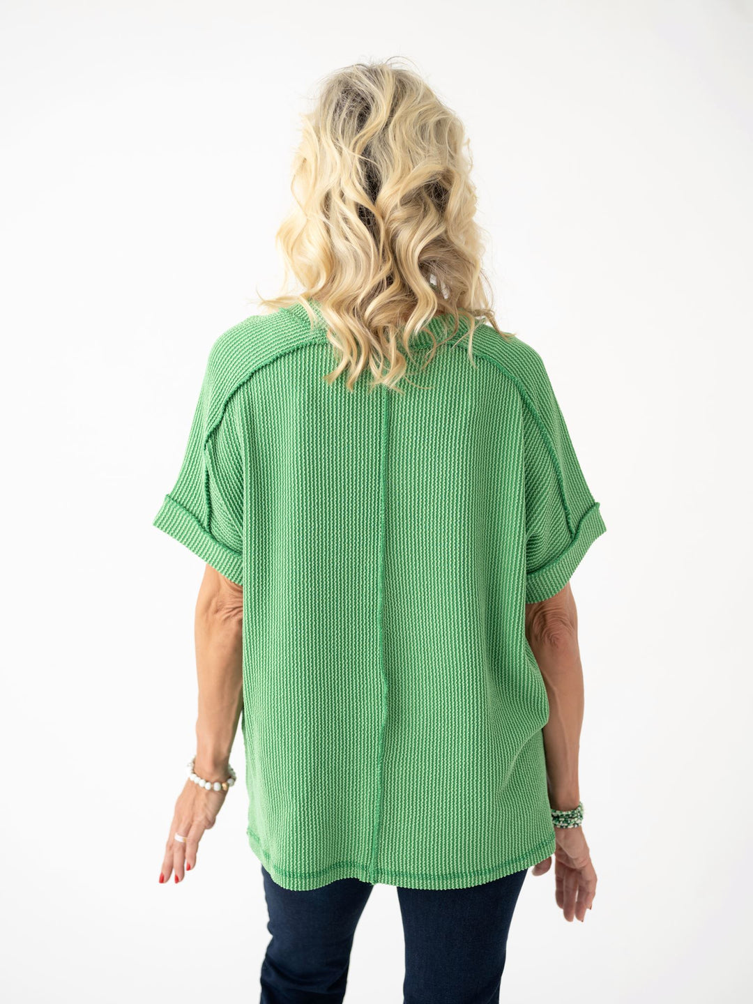 Soft Structure Ribbed Cuff Sleeve Top