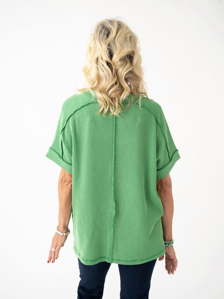 Soft Structure Ribbed Cuff Sleeve Top