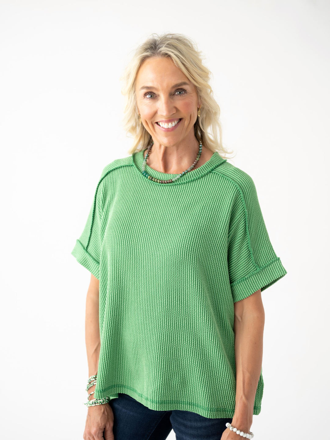 Soft Structure Ribbed Cuff Sleeve Top
