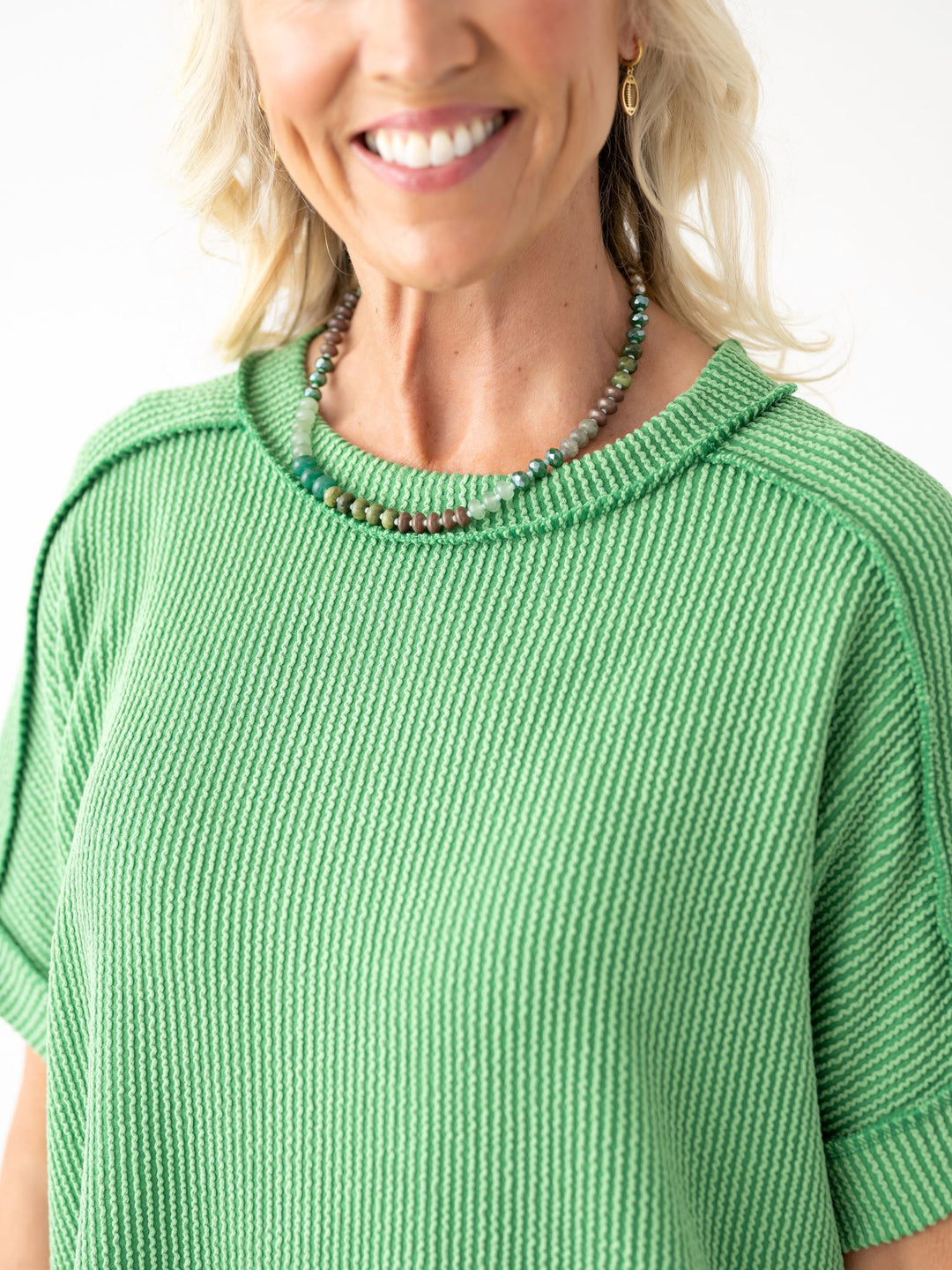 Soft Structure Ribbed Cuff Sleeve Top