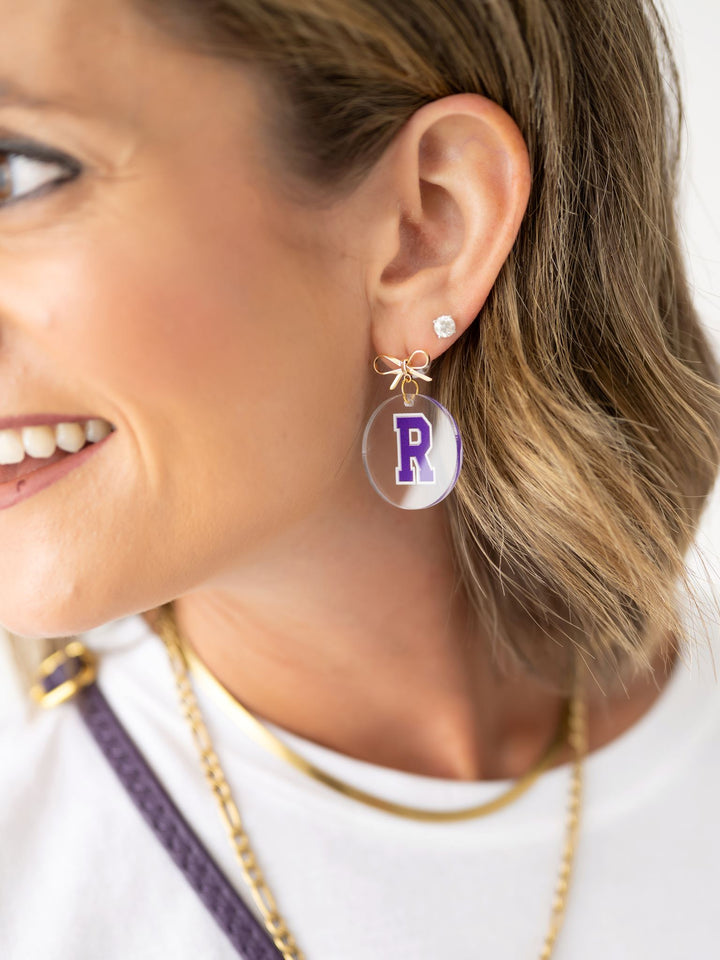 Clear Richland Raider Earring with Bow