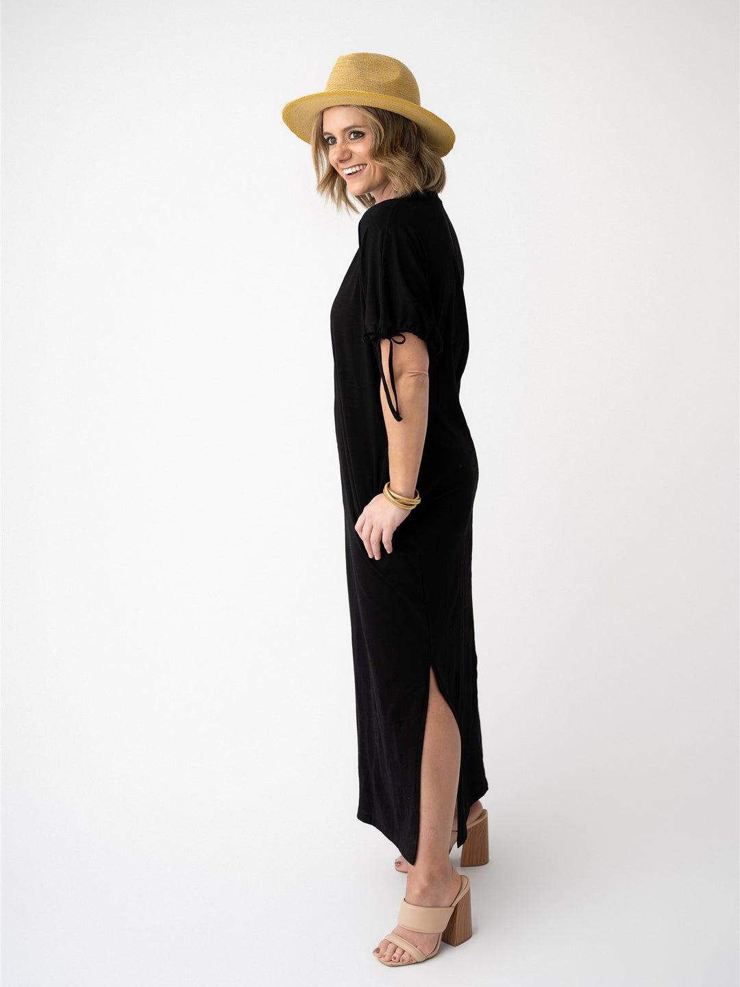 Black Willow Tie Sleeve Maxi