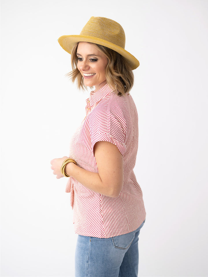 Tie the Day Stripe Button Up