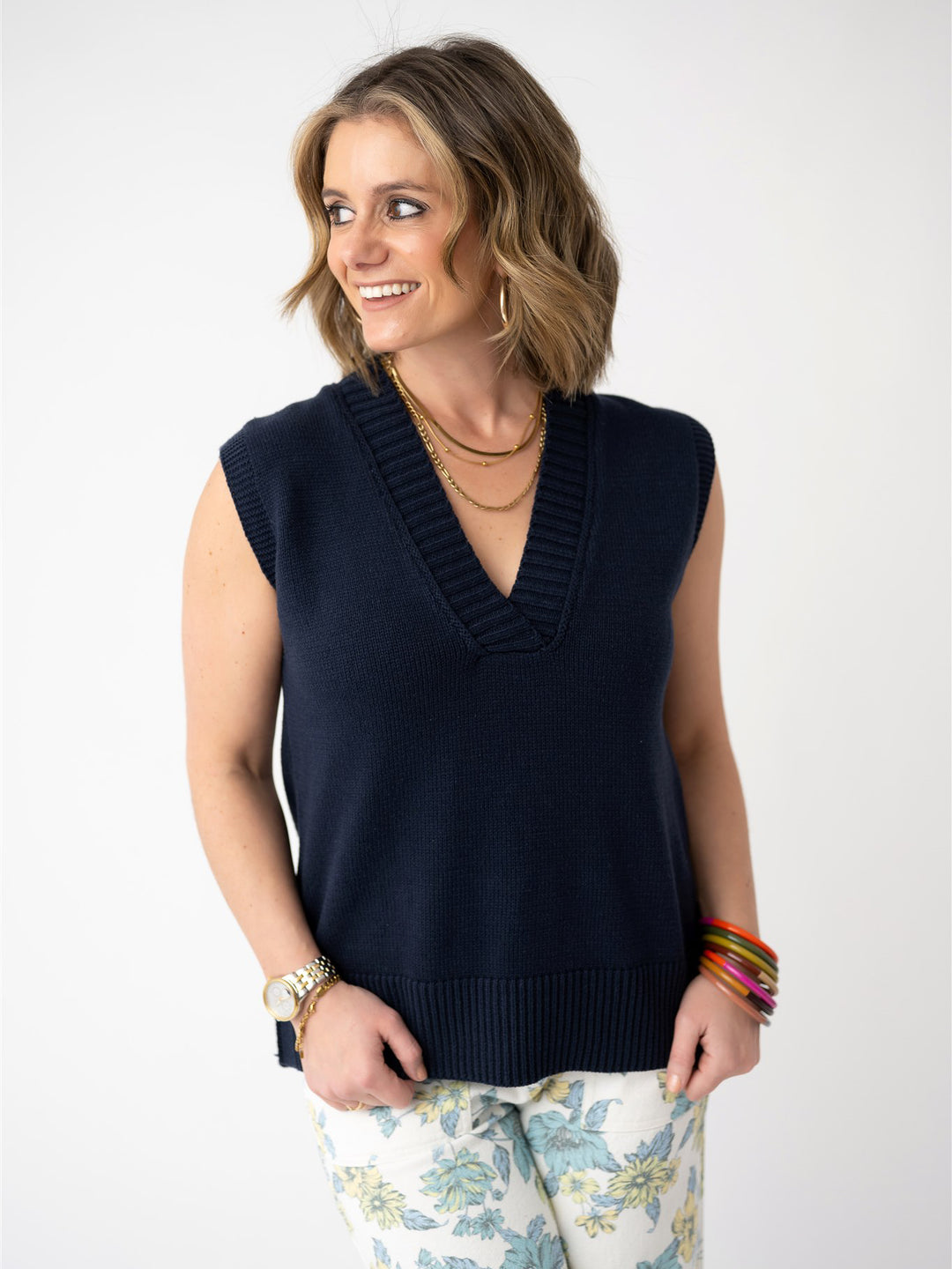 Nautical Knit Sleeveless Sweater