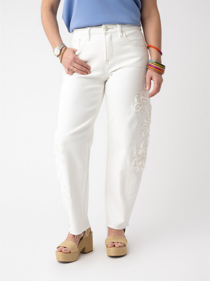 Risen TC Slouchy Barrel Fit Floral Patch Detail Pant
