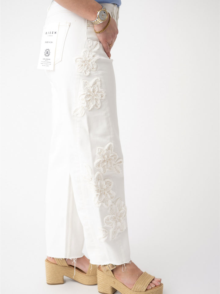 Risen TC Slouchy Barrel Fit Floral Patch Detail Pant