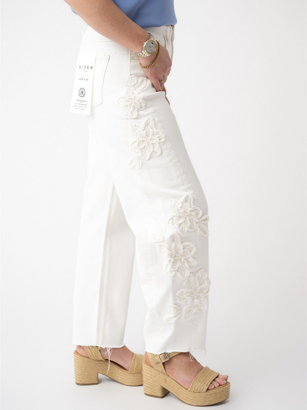 Risen TC Slouchy Barrel Fit Floral Patch Detail Pant