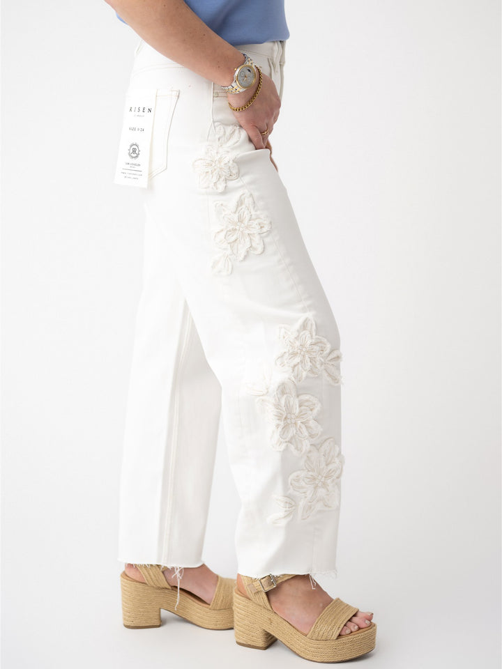 Risen TC Slouchy Barrel Fit Floral Patch Detail Pant