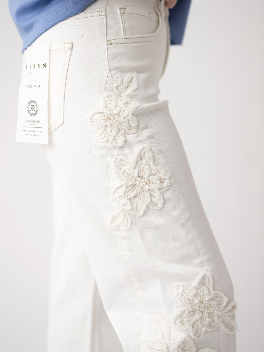 Risen TC Slouchy Barrel Fit Floral Patch Detail Pant