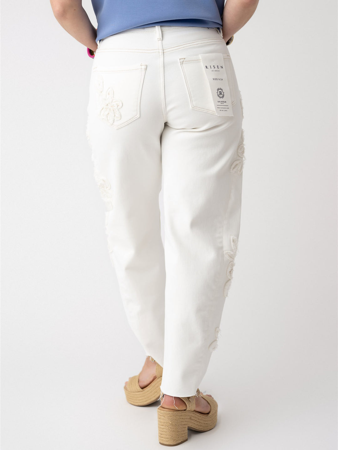Risen TC Slouchy Barrel Fit Floral Patch Detail Pant