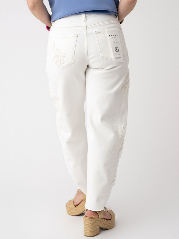Risen TC Slouchy Barrel Fit Floral Patch Detail Pant