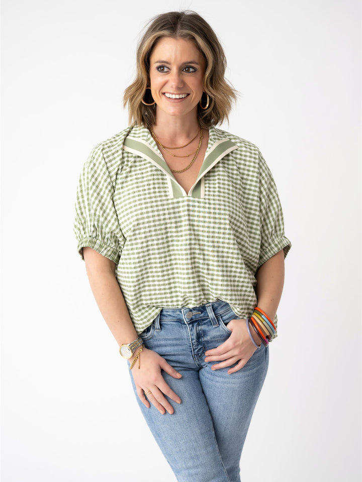 Driftwood Checked Top