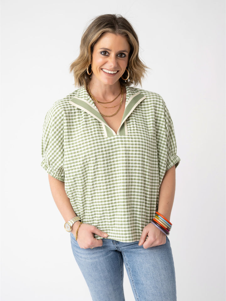 Driftwood Checked Top