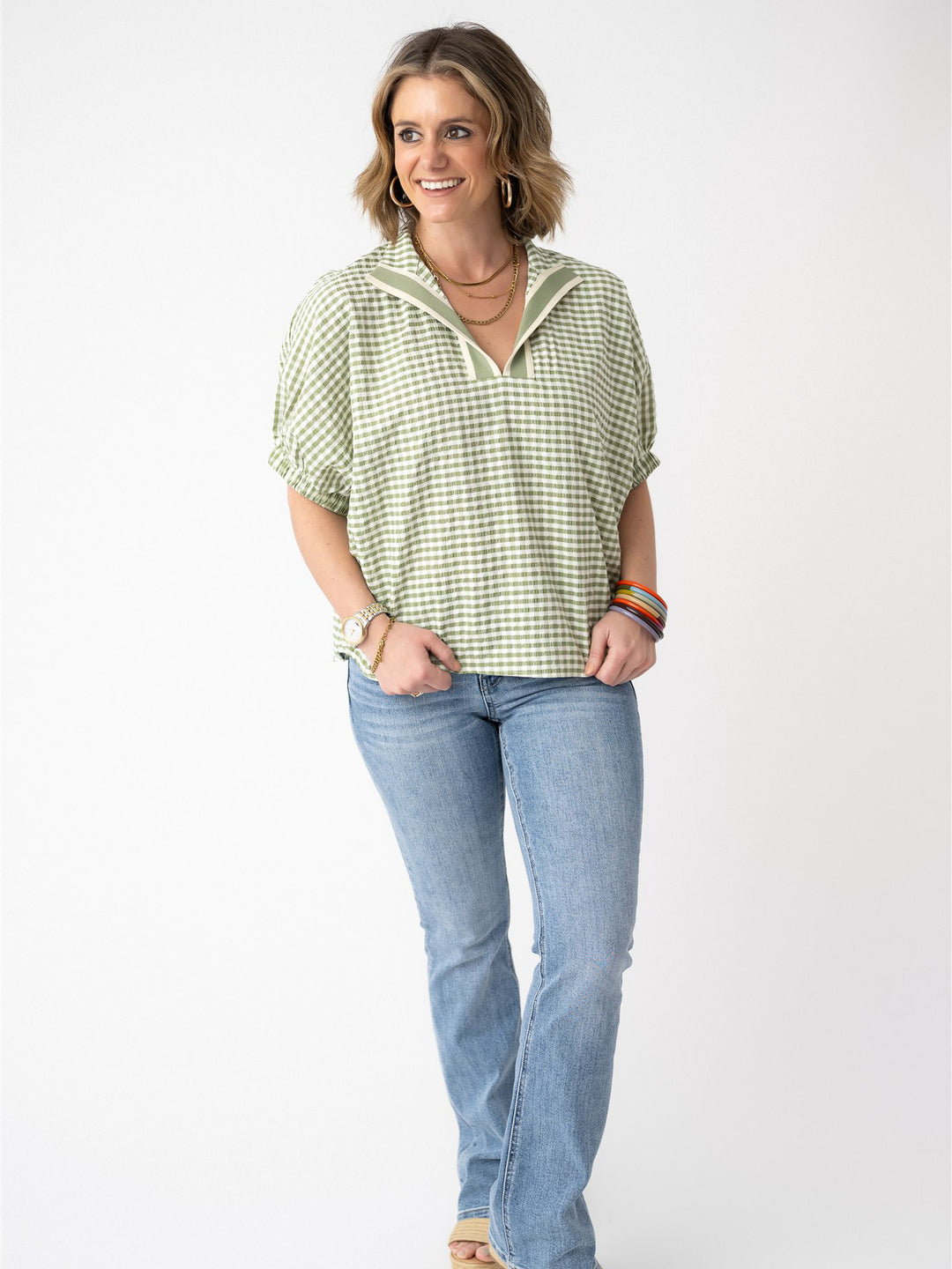 Driftwood Checked Top