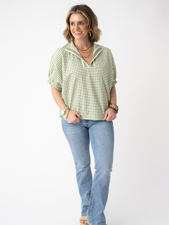 Driftwood Checked Top