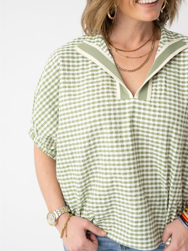 Driftwood Checked Top