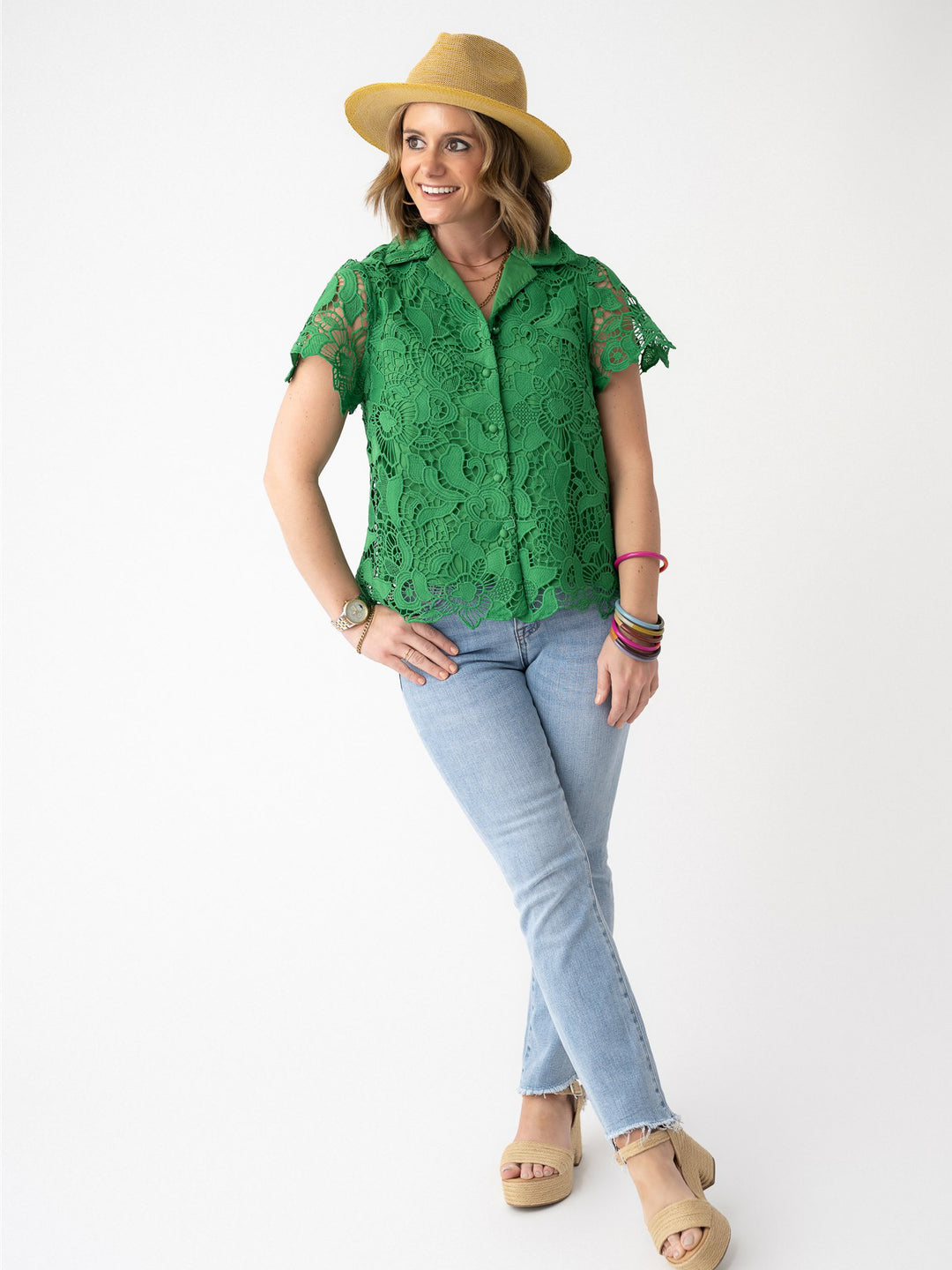 Layered in Lace Button Front Blouse