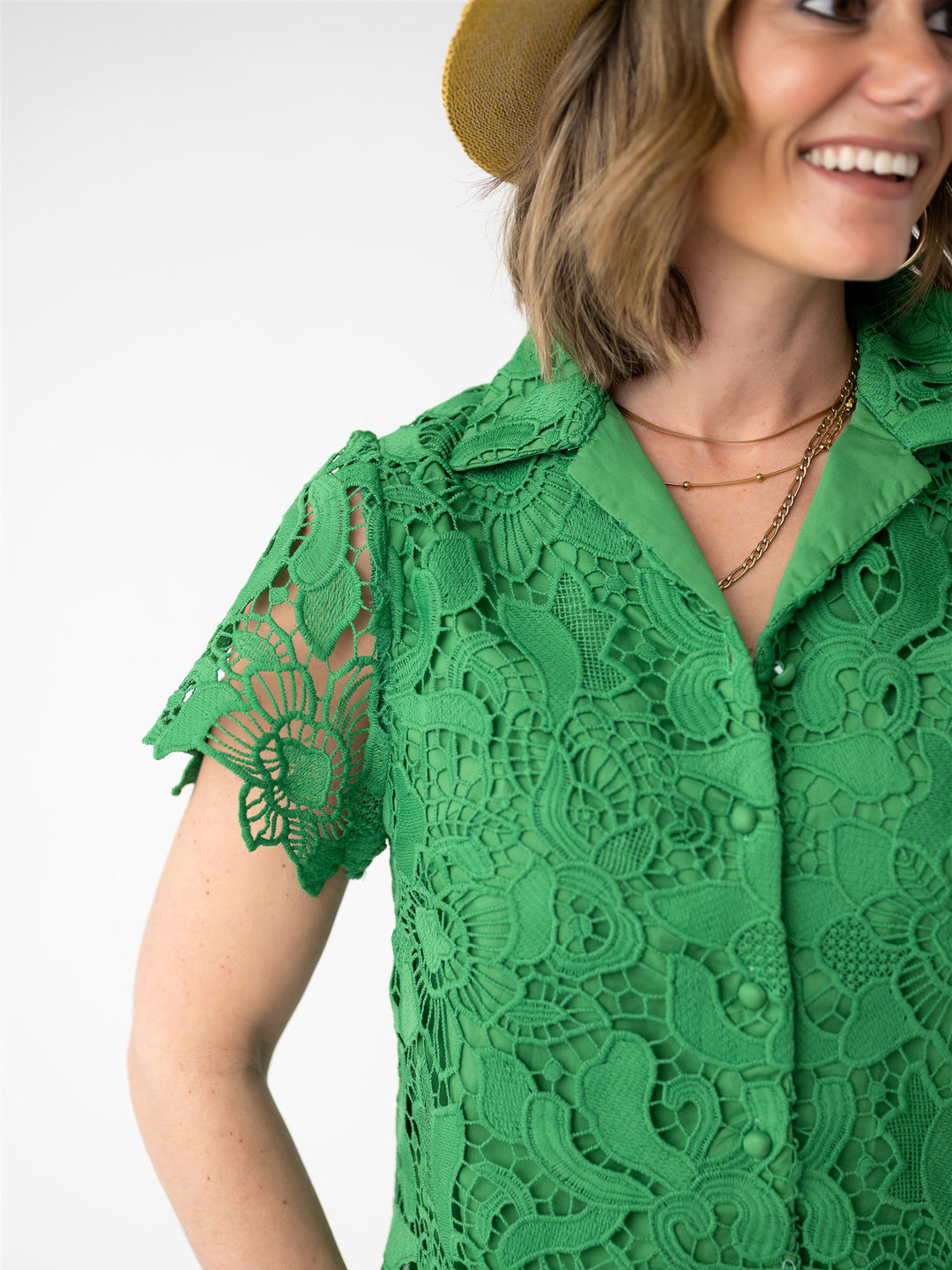 Layered in Lace Button Front Blouse