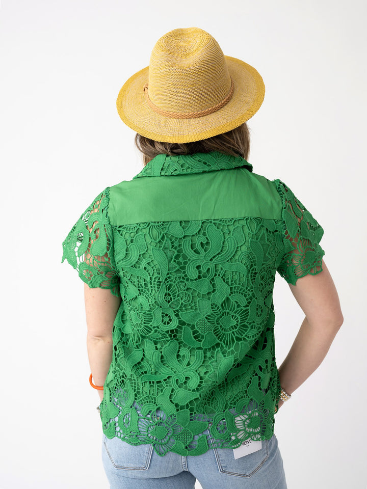 Layered in Lace Button Front Blouse