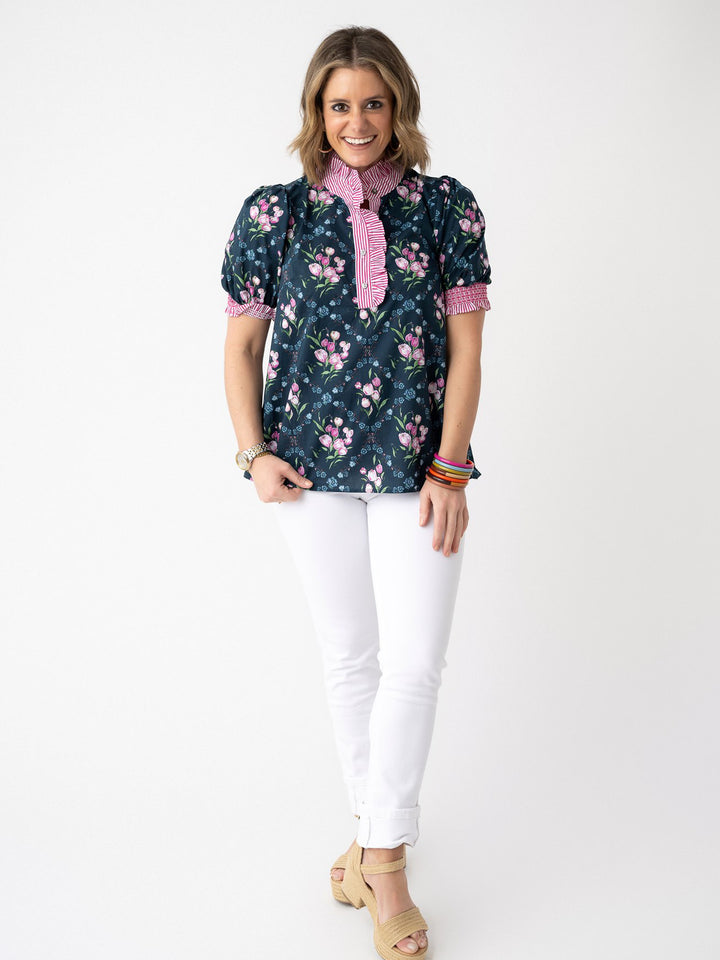 Bella Fleur Contrast Trim Blouse
