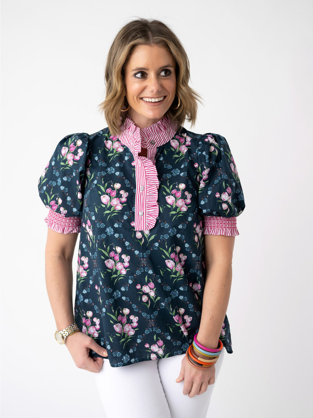 Bella Fleur Contrast Trim Blouse