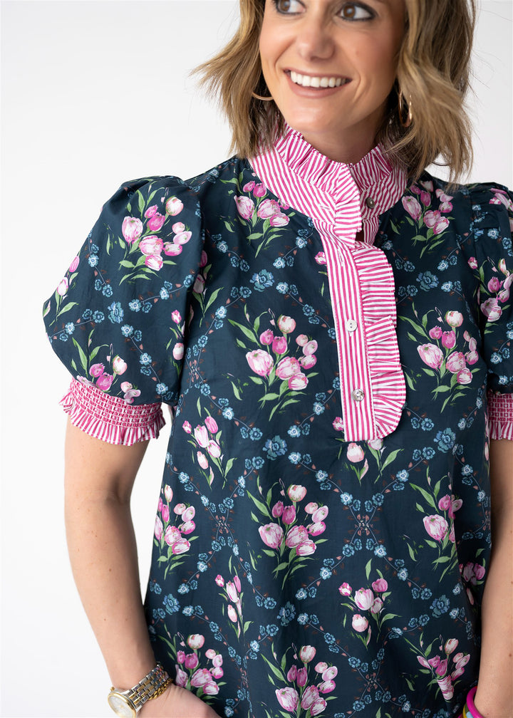 Bella Fleur Contrast Trim Blouse