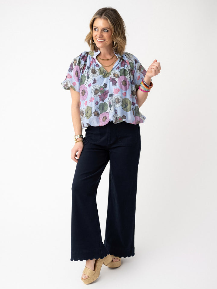 Front Pocket Petal Hem Pants