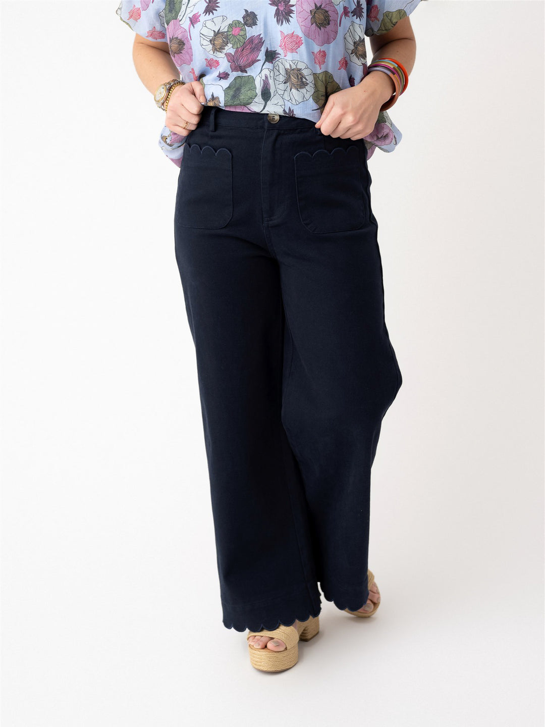 Front Pocket Petal Hem Pants
