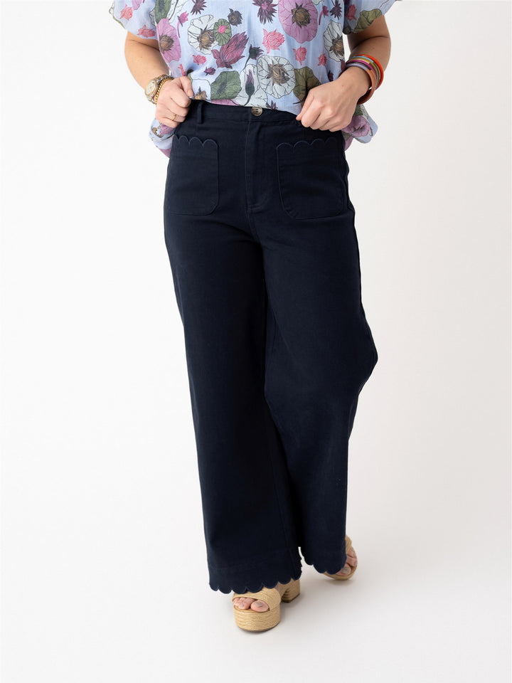 Front Pocket Petal Hem Pants