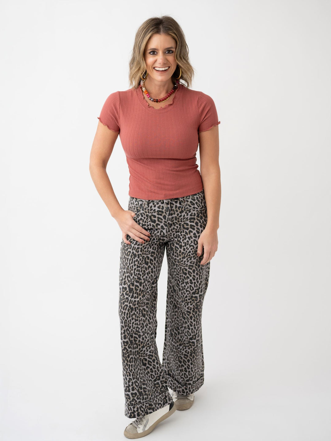 Recommend It Ribbed Tee with Lettuce Edging