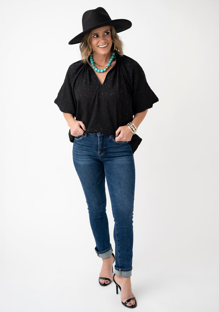 Risen TC-Mid Rise Slim Ankle Straight Jeans - Stretchy