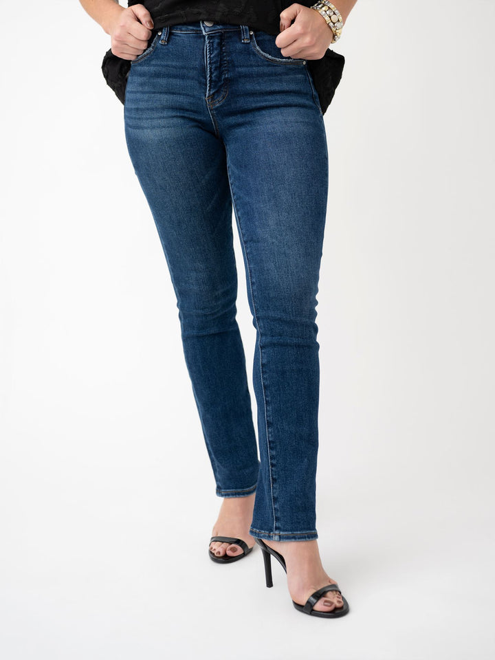 Risen TC-Mid Rise Slim Ankle Straight Jeans - Stretchy