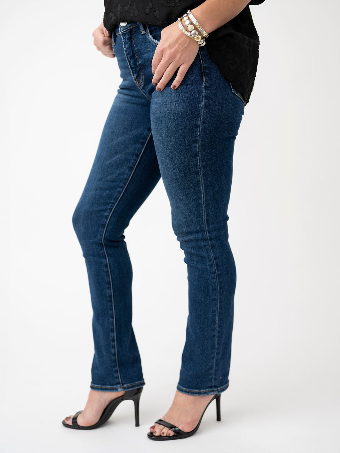 Risen TC-Mid Rise Slim Ankle Straight Jeans - Stretchy
