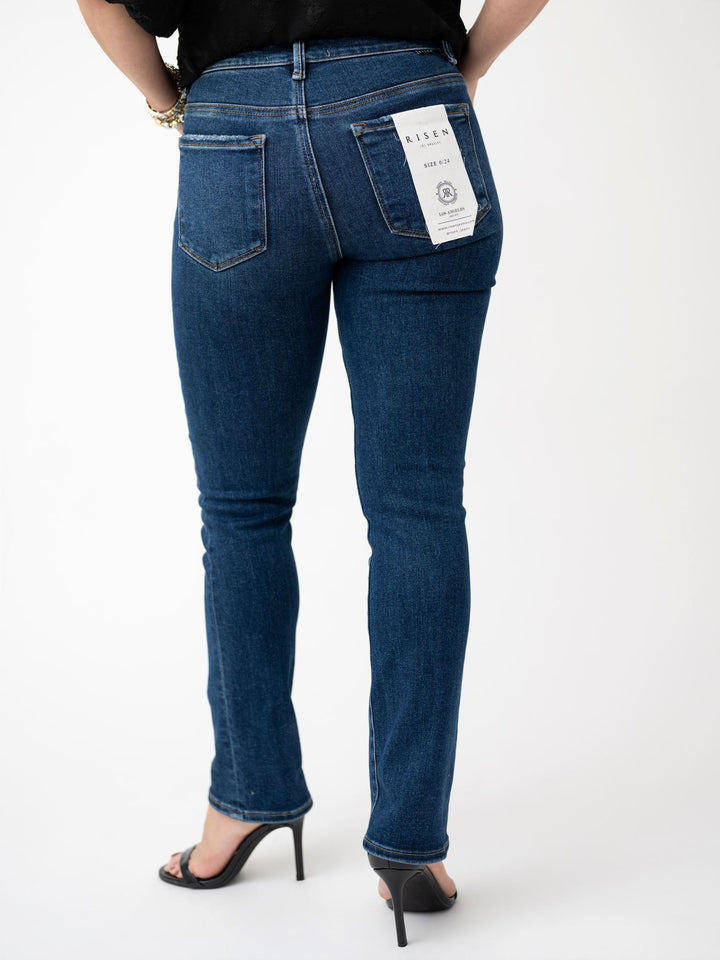 Risen TC-Mid Rise Slim Ankle Straight Jeans - Stretchy