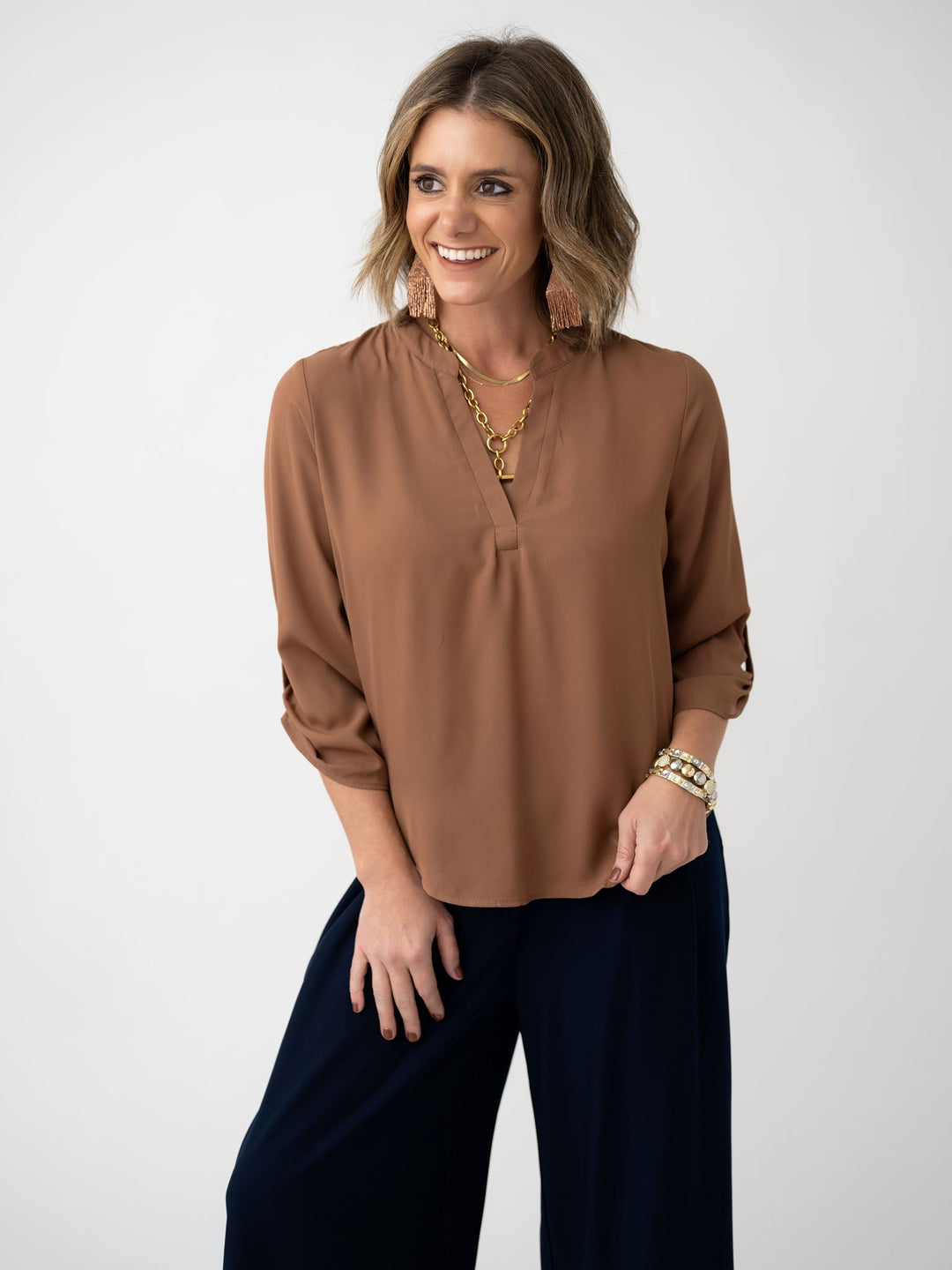 Layer Me Up Split Neck Blouse