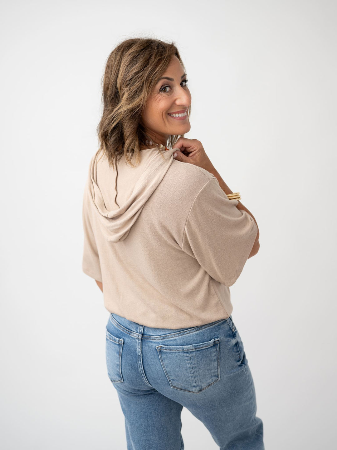 Basic Babe Short Sleeve Hacci Hoodie