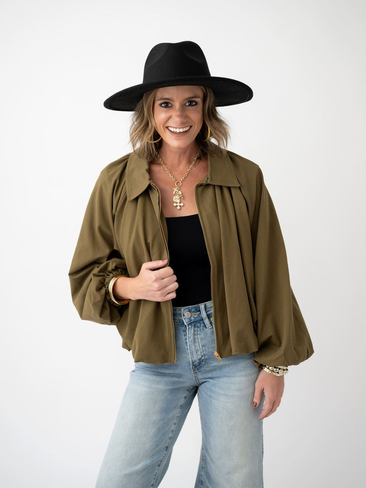 Gold Zipped Bomber Jacket