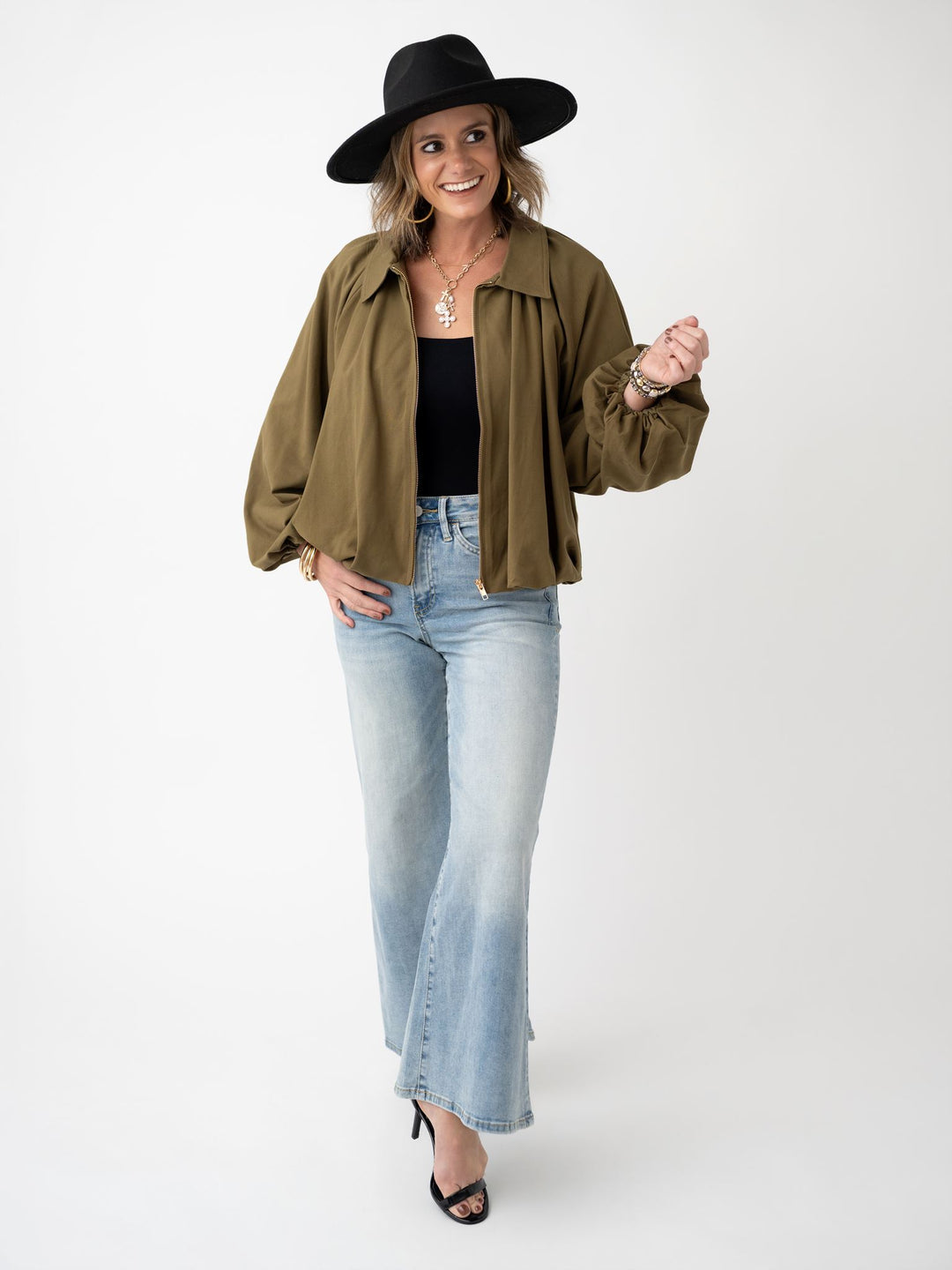 Gold Zipped Bomber Jacket