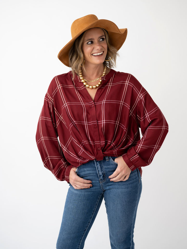 Elevated with Sparkle Front Knot Blouse