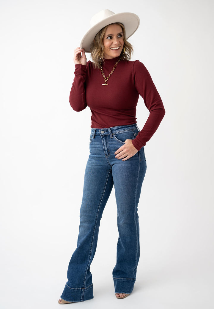 Where It Whenever Ribbed Mock Neck Top