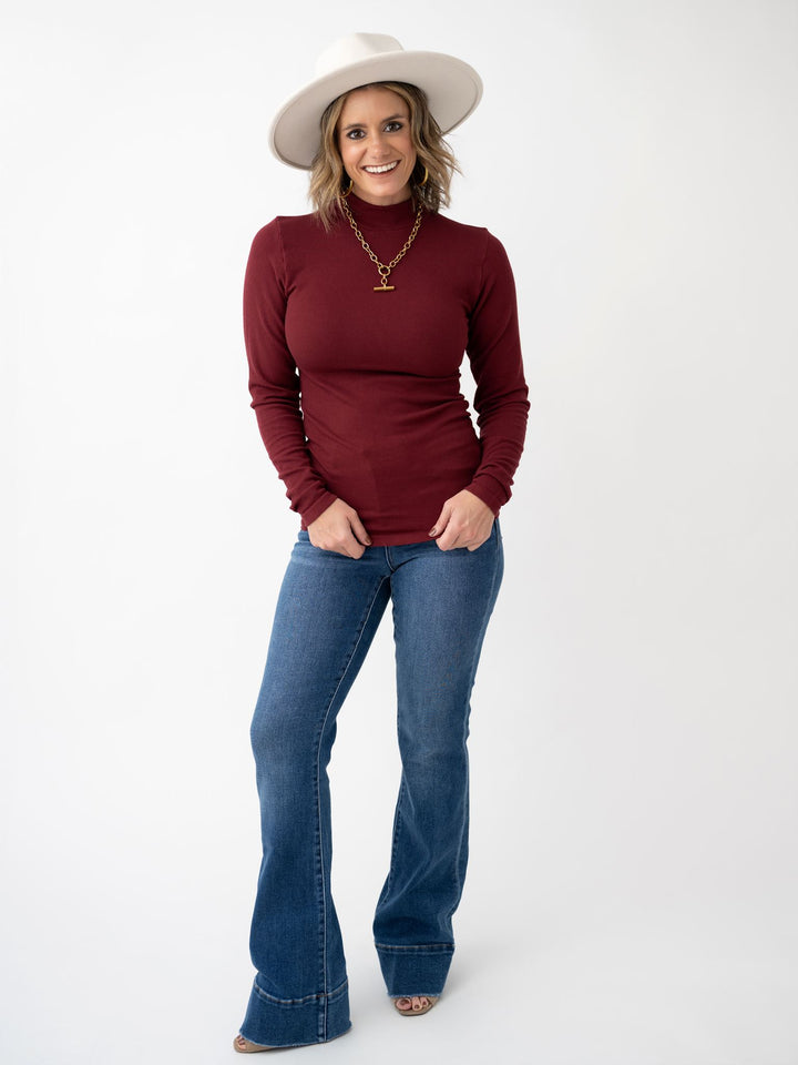 Where It Whenever Ribbed Mock Neck Top