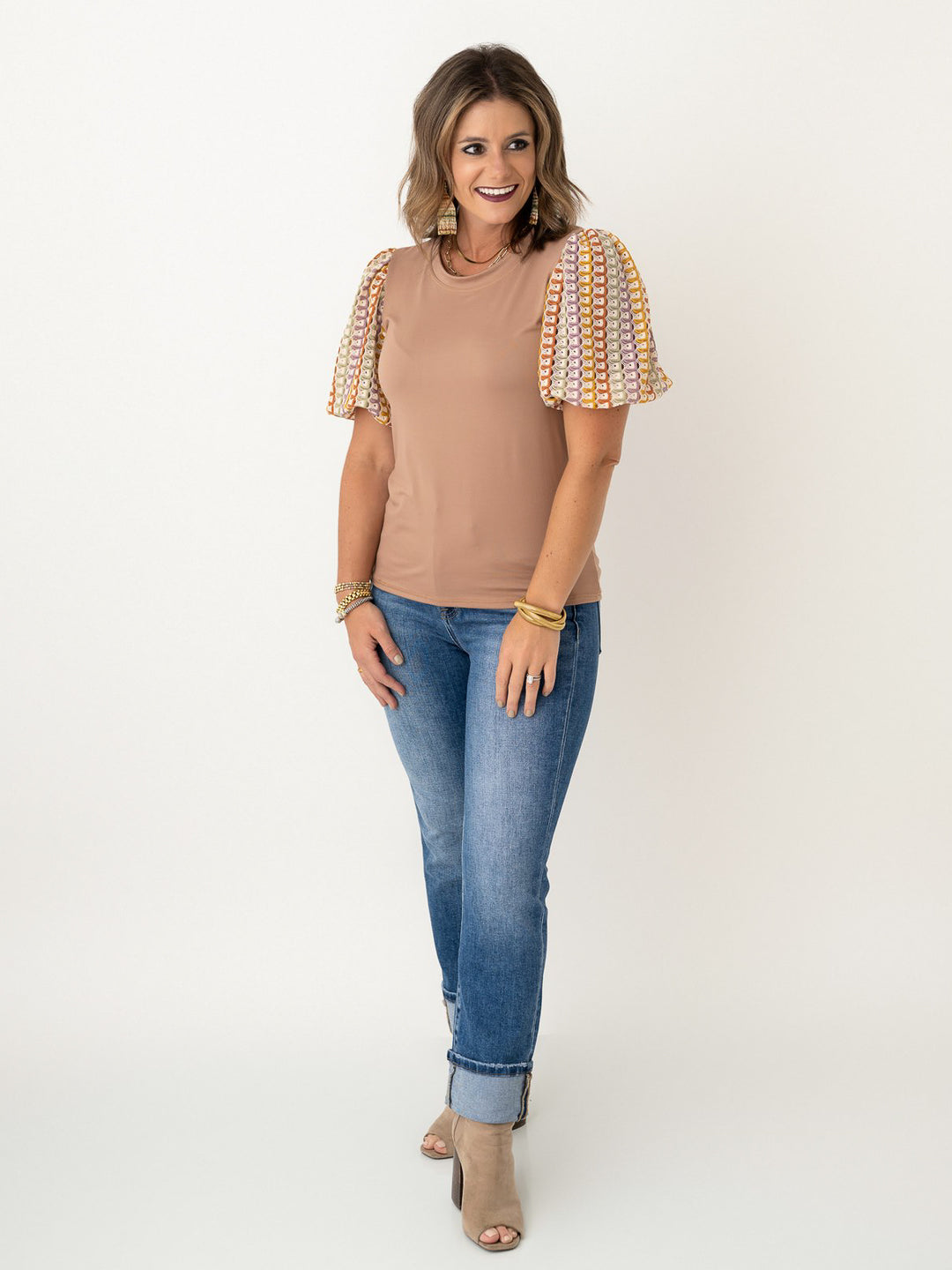 Boho Patchwork Sleeve Tee