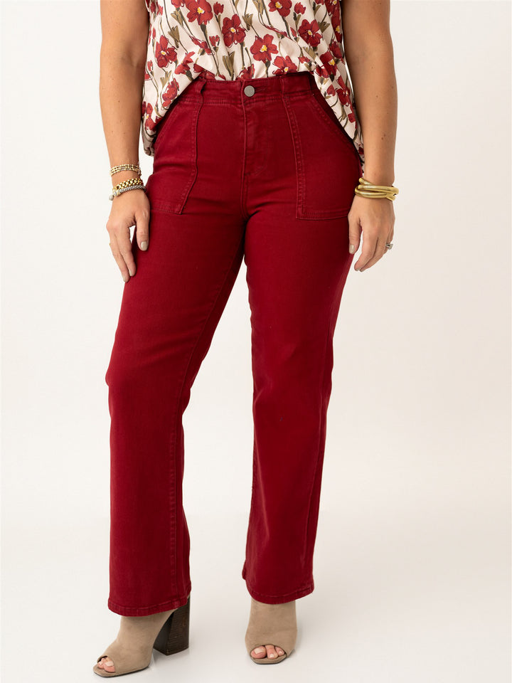 Risen High Rise Ankle Flare Patch Pocket Pants