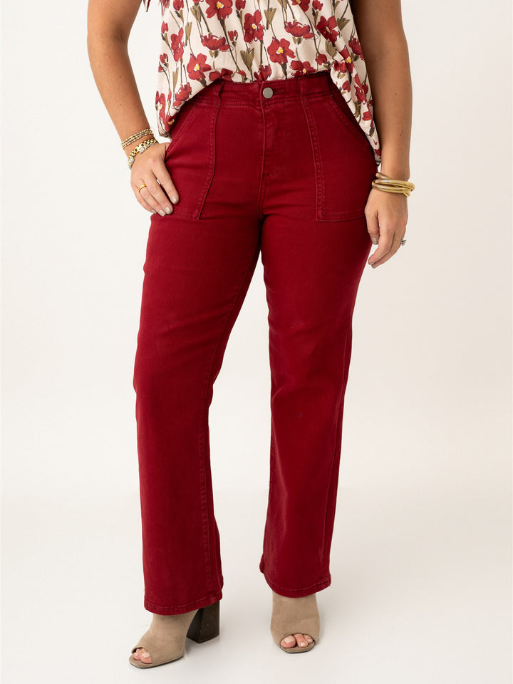 Risen High Rise Ankle Flare Patch Pocket Pants